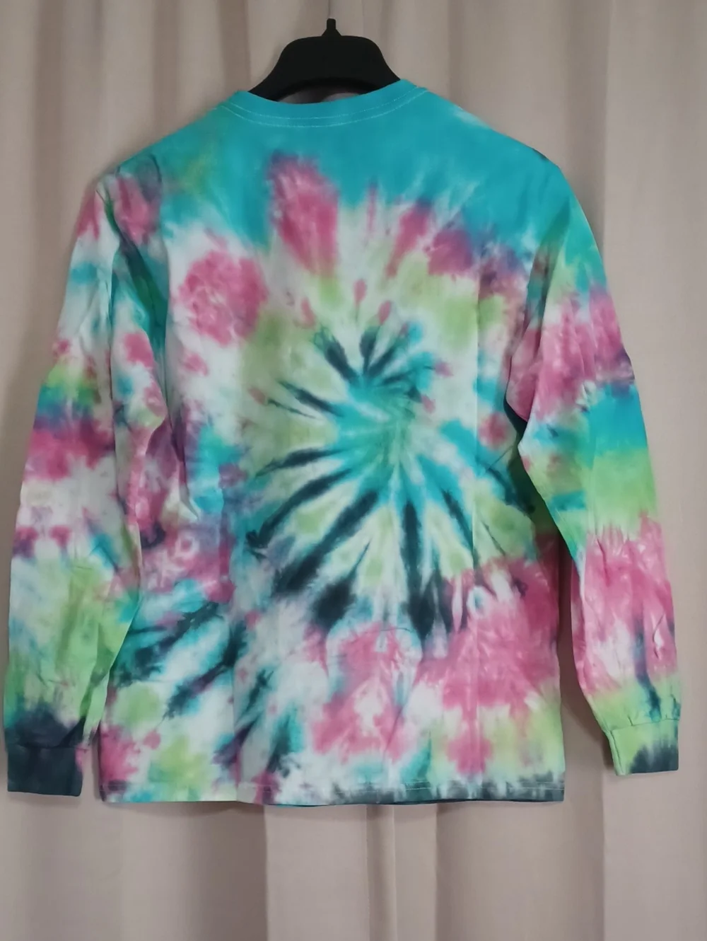 Handmade Custom Long Sleeve Spiral Tie Dye Crewneck Top Youth XL/Unisex Adult XS